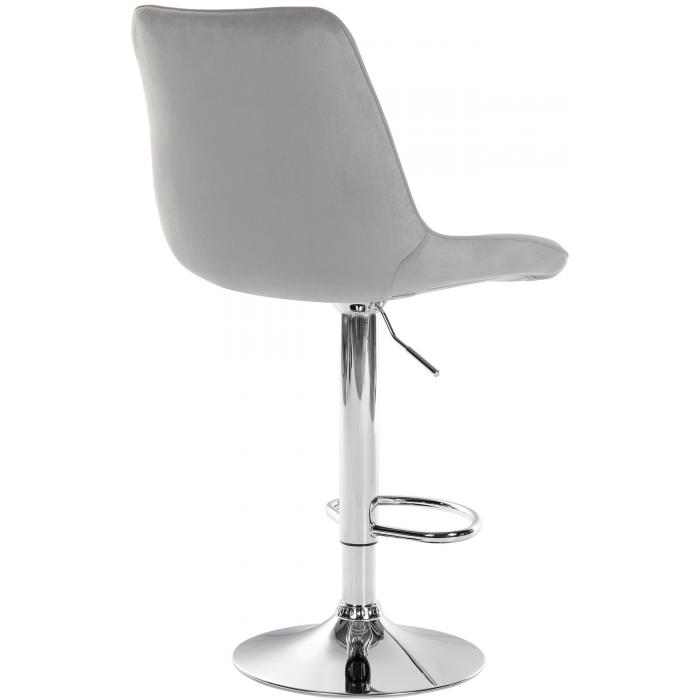 2er Set Barhocker HLO-CP296 Samt chrom ~ grau