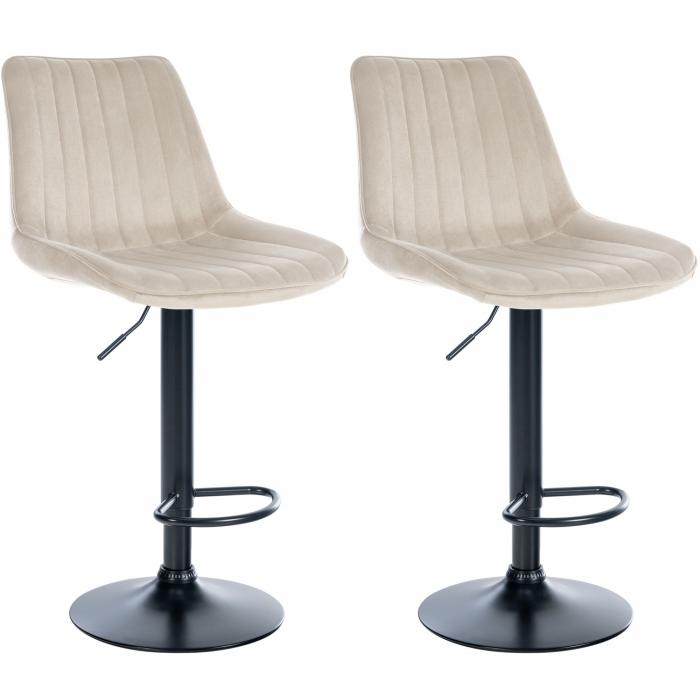 2er Set Barhocker HLO-CP296 Samt schwarz ~ creme