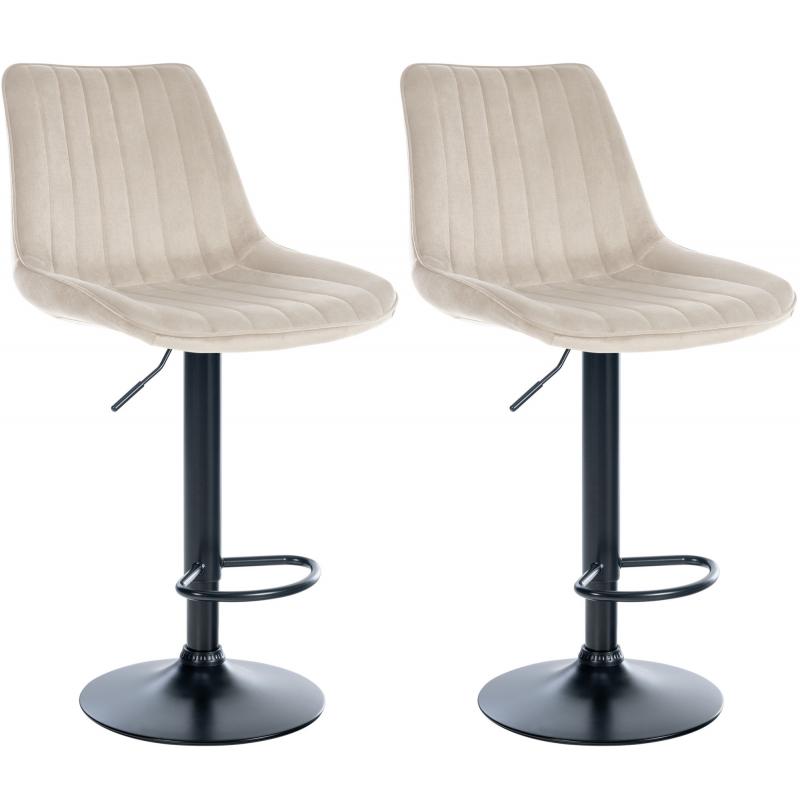 2er Set Barhocker HLO-CP296 Samt schwarz ~ creme