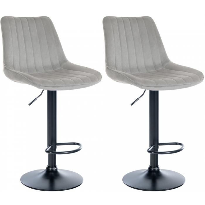 2er Set Barhocker HLO-CP296 Samt schwarz ~ grau