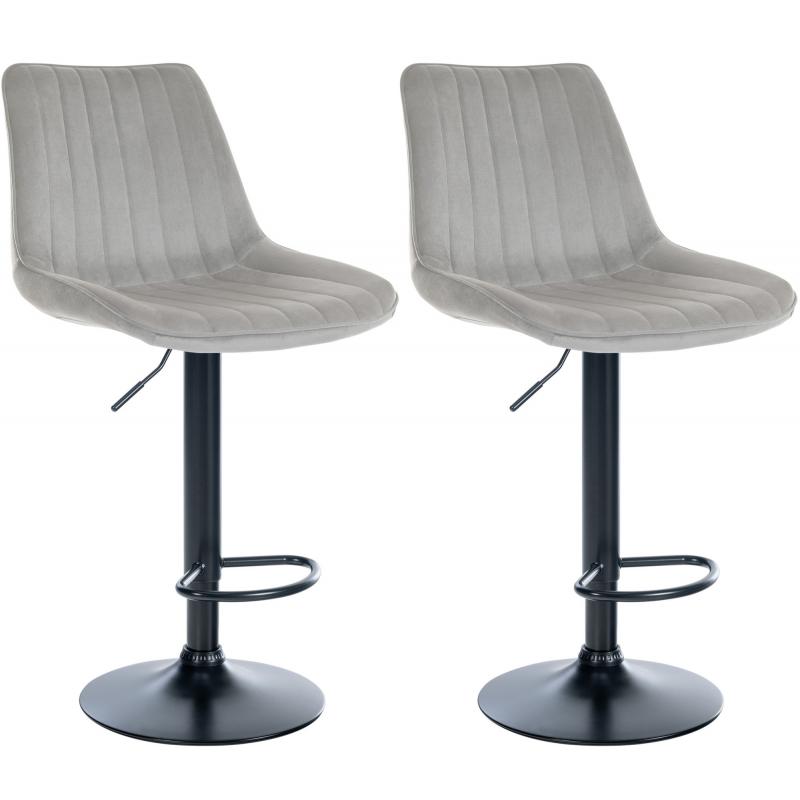 2er Set Barhocker HLO-CP296 Samt schwarz ~ grau