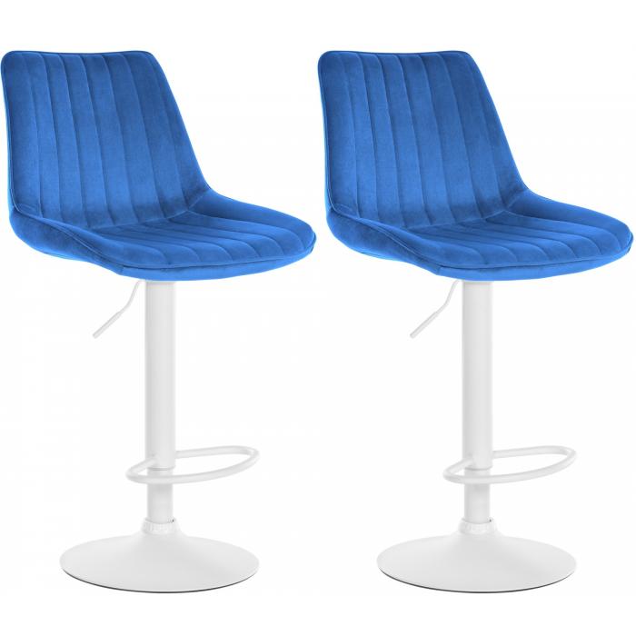2er Set Barhocker HLO-CP296 Samt wei ~ blau