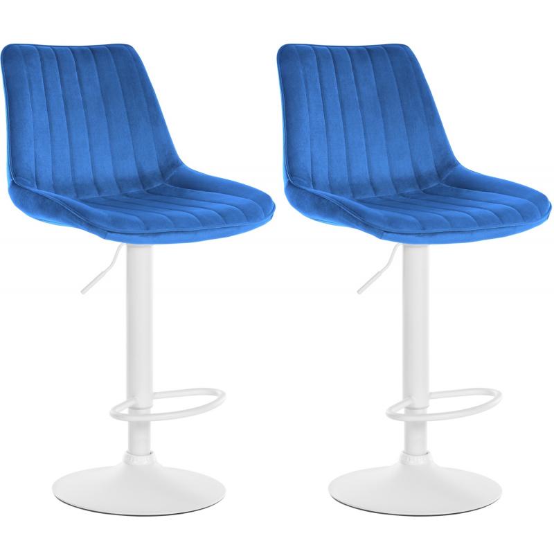2er Set Barhocker HLO-CP296 Samt wei ~ blau