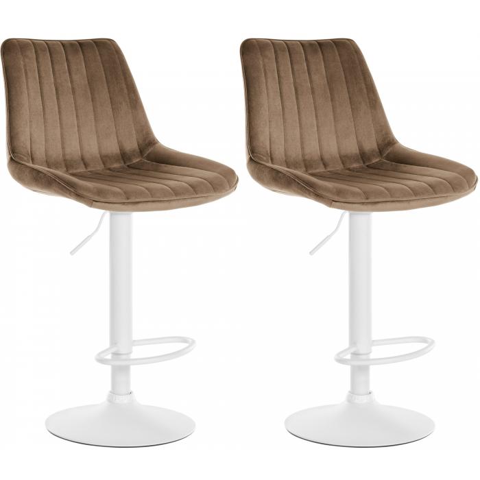 2er Set Barhocker HLO-CP296 Samt wei ~ braun