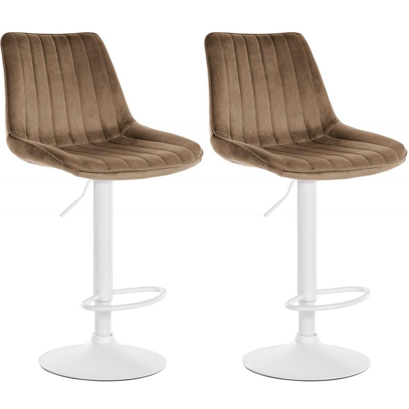 2er Set Barhocker HLO-CP296 Samt wei ~ braun