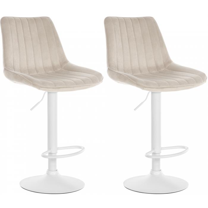 2er Set Barhocker HLO-CP296 Samt wei ~ creme