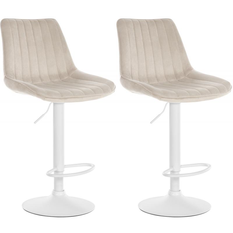 2er Set Barhocker HLO-CP296 Samt wei ~ creme