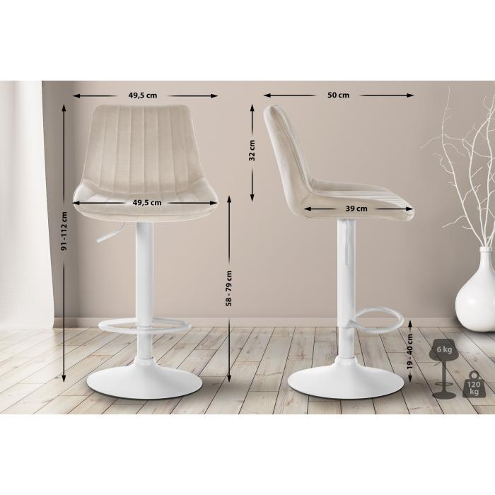 2er Set Barhocker HLO-CP296 Samt wei ~ creme