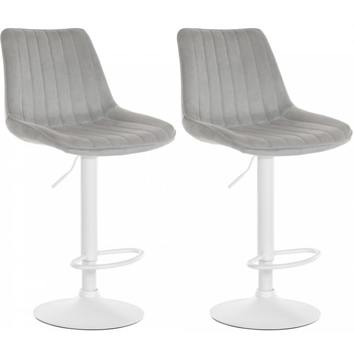 2er Set Barhocker HLO-CP296 Samt wei ~ grau