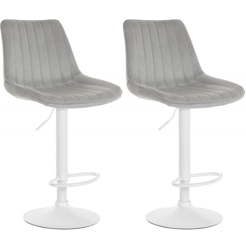 2er Set Barhocker HLO-CP296 Samt wei ~ grau