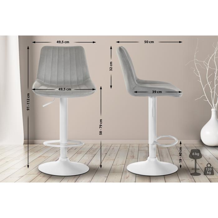 2er Set Barhocker HLO-CP296 Samt wei ~ grau