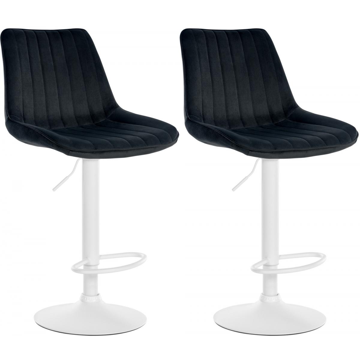 2er Set Barhocker HLO-CP296 Samt wei ~ schwarz