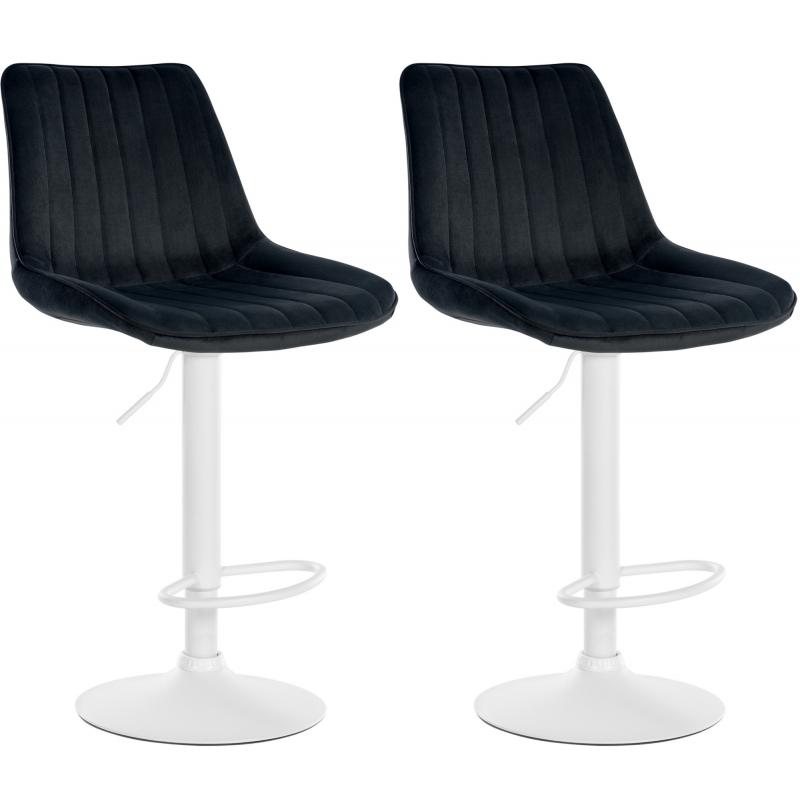 2er Set Barhocker HLO-CP296 Samt wei ~ schwarz