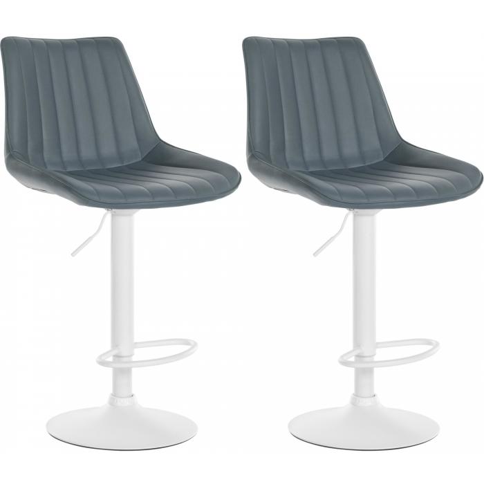 2er Set Barhocker HLO-CP294 Kunstleder wei ~ grau