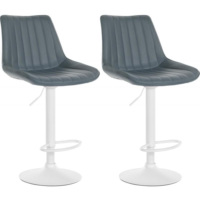 2er Set Barhocker HLO-CP294 Kunstleder wei ~ grau