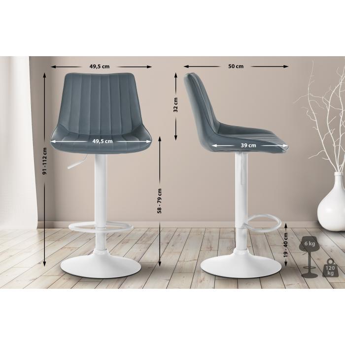 2er Set Barhocker HLO-CP294 Kunstleder wei ~ grau