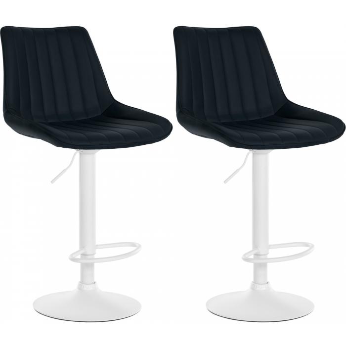2er Set Barhocker HLO-CP294 Kunstleder wei ~ schwarz