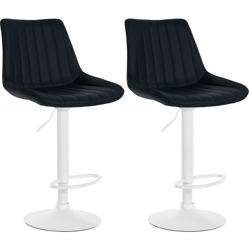 2er Set Barhocker HLO-CP294 Kunstleder wei ~ schwarz