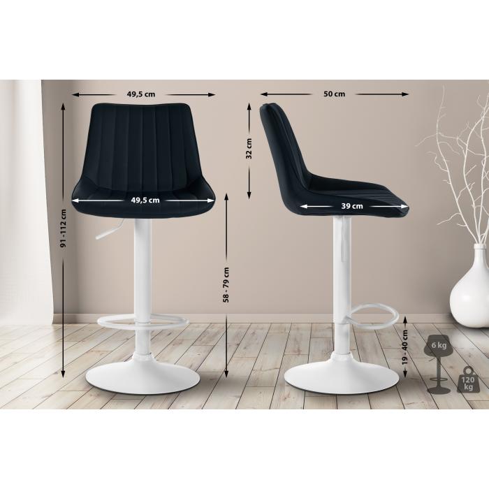 2er Set Barhocker HLO-CP294 Kunstleder wei ~ schwarz