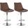 2er Set Barhocker HLO-CP294 Kunstleder chrom ~ braun