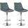2er Set Barhocker HLO-CP294 Kunstleder chrom ~ grau