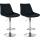 2er Set Barhocker HLO-CP294 Kunstleder chrom ~ schwarz