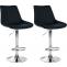 2er Set Barhocker HLO-CP294 Kunstleder chrom ~ schwarz