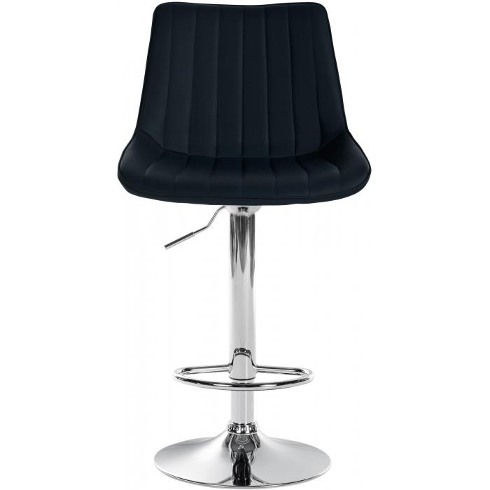 2er Set Barhocker HLO-CP294 Kunstleder chrom ~ schwarz