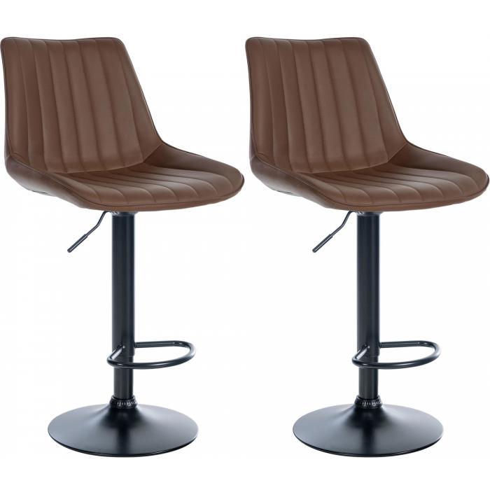 2er Set Barhocker HLO-CP294 Kunstleder schwarz ~ braun