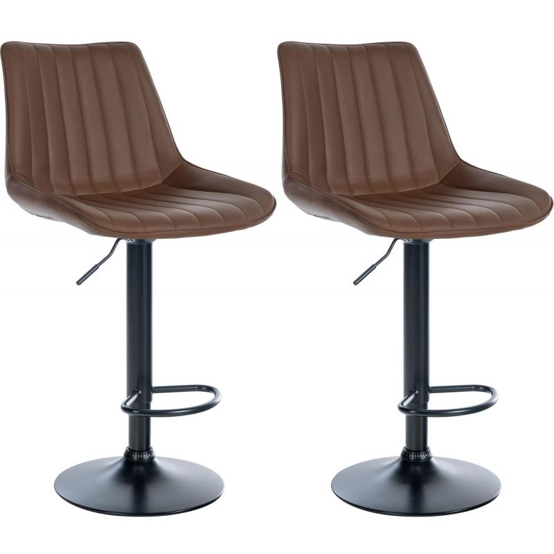 2er Set Barhocker HLO-CP294 Kunstleder schwarz ~ braun