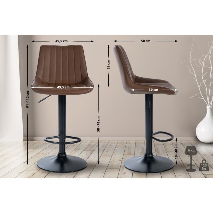 2er Set Barhocker HLO-CP294 Kunstleder schwarz ~ braun