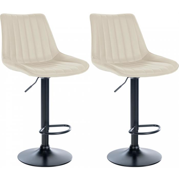 2er Set Barhocker HLO-CP294 Kunstleder schwarz ~ creme