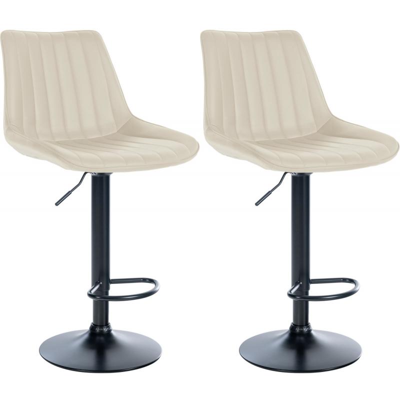 2er Set Barhocker HLO-CP294 Kunstleder schwarz ~ creme