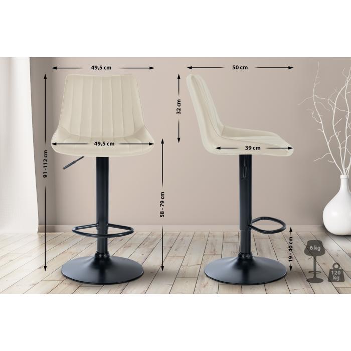 2er Set Barhocker HLO-CP294 Kunstleder schwarz ~ creme