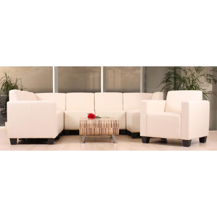 Modular Sofa-System Couch-Garnitur Lyon 6-1-1, Kunstleder ~ creme