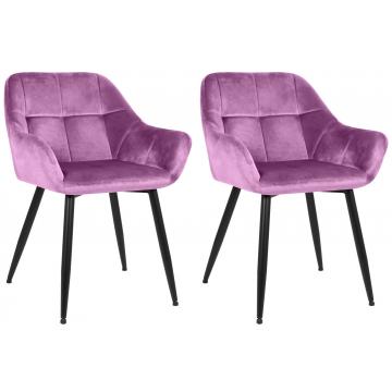 2er Set Esszimmerstuhl HLO-CP15 Samt ~ rosa