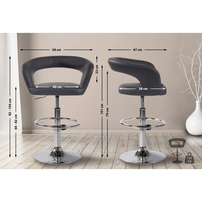 2er Set Barhocker HLO-CP230 Kunstleder ~ grau