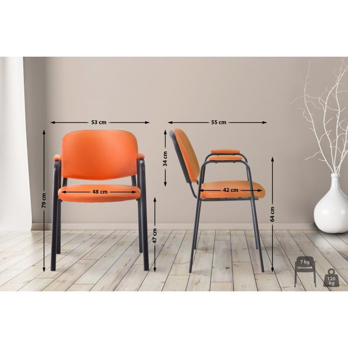 Besucherstuhl HLO-CP111 PRO Kunstleder ~ orange