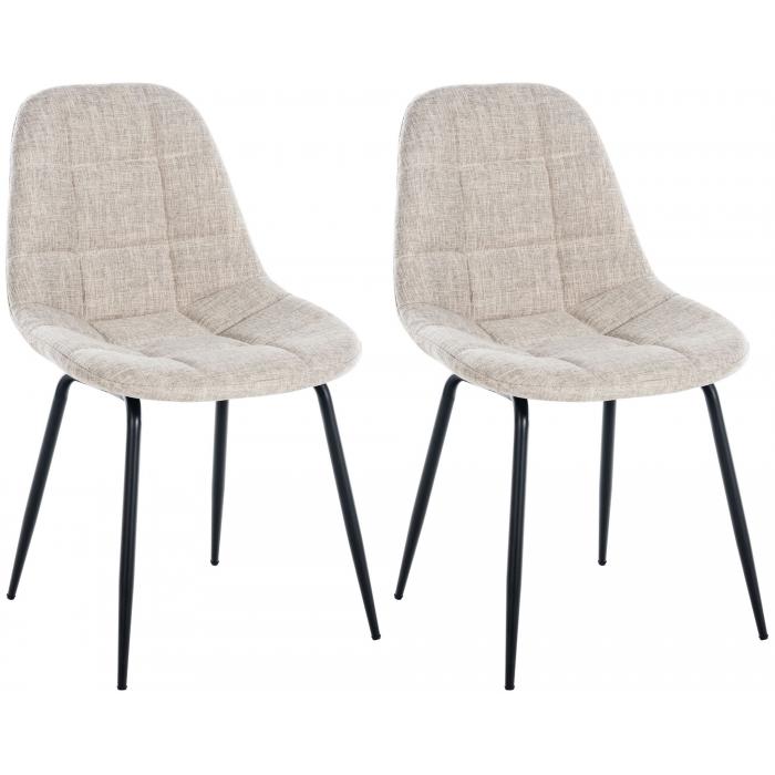 2er Set Stuhl HLO-CP25 Stoff ~ creme