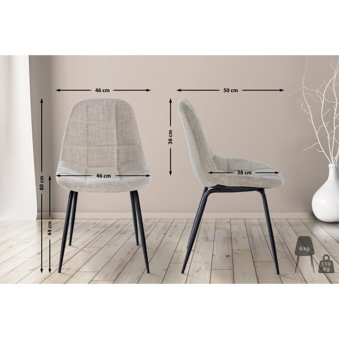 2er Set Stuhl HLO-CP25 Stoff ~ creme