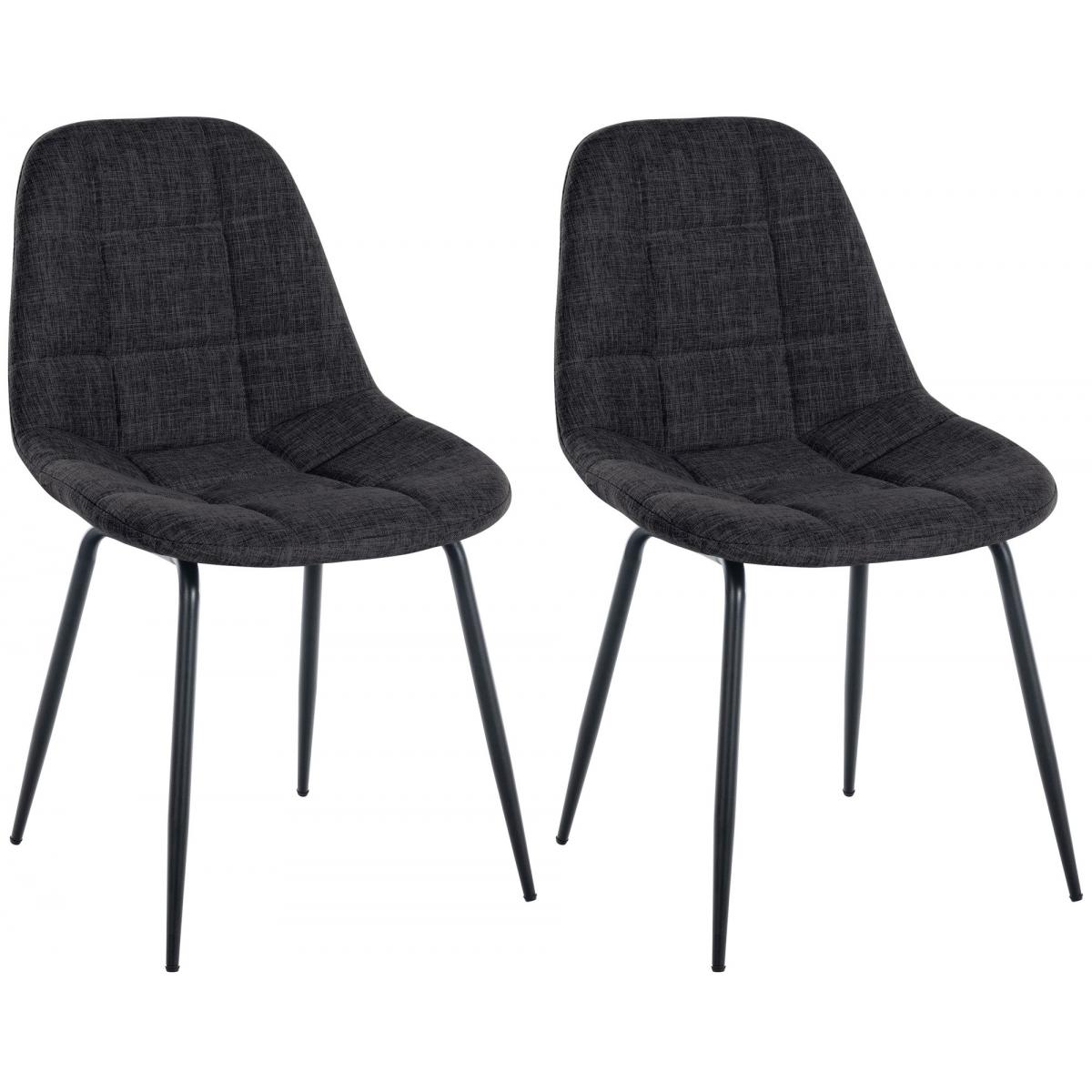 2er Set Stuhl HLO-CP25 Stoff ~ dunkelgrau