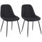 2er Set Stuhl HLO-CP25 Stoff ~ dunkelgrau