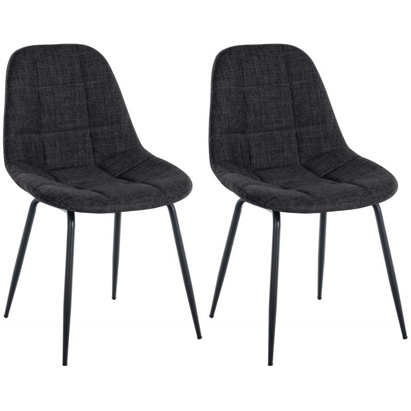 2er Set Stuhl HLO-CP25 Stoff ~ dunkelgrau