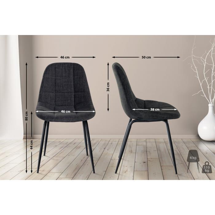 2er Set Stuhl HLO-CP25 Stoff ~ dunkelgrau