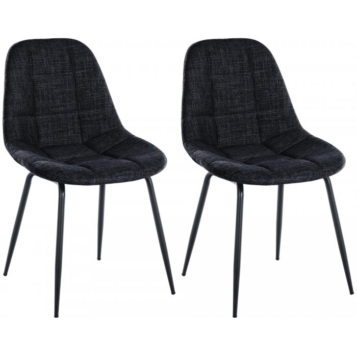 2er Set Stuhl HLO-CP25 Stoff ~ schwarz