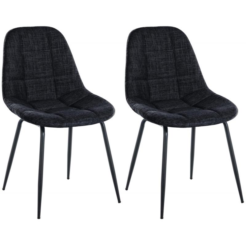 2er Set Stuhl HLO-CP25 Stoff ~ schwarz