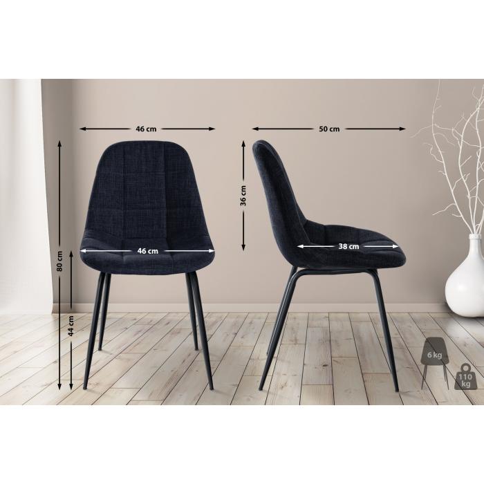2er Set Stuhl HLO-CP25 Stoff ~ schwarz