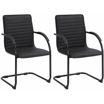 2er Set Besuchersthle HLO-CP114 Kunstleder ~ schwarz/schwarz