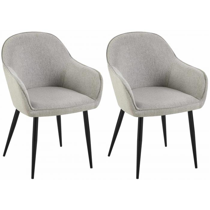 2er Set Esszimmersthle HLO-CP12 Stoff ~ grau