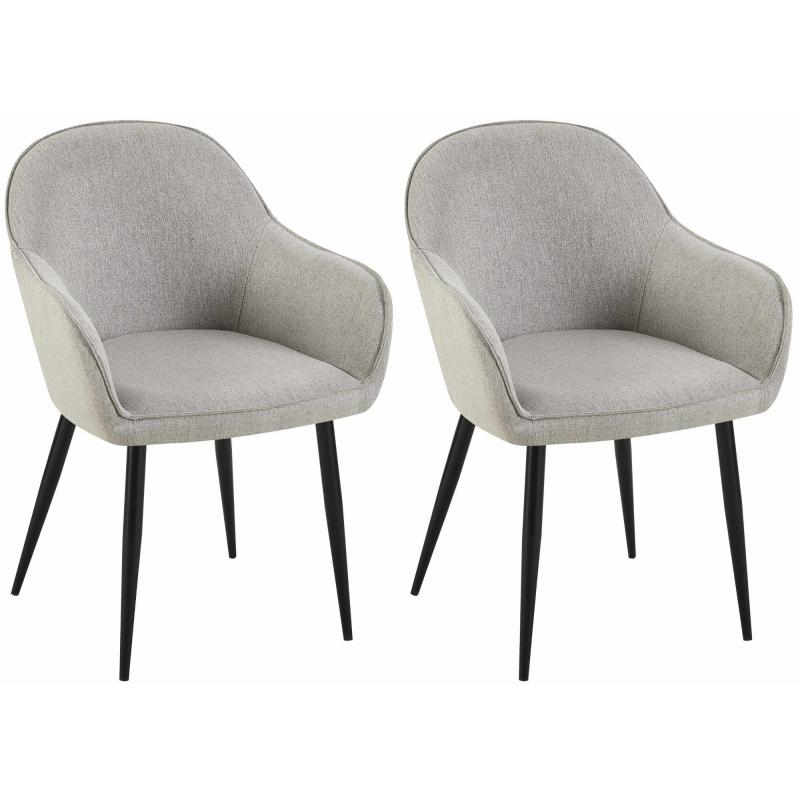 2er Set Esszimmersthle HLO-CP12 Stoff ~ grau